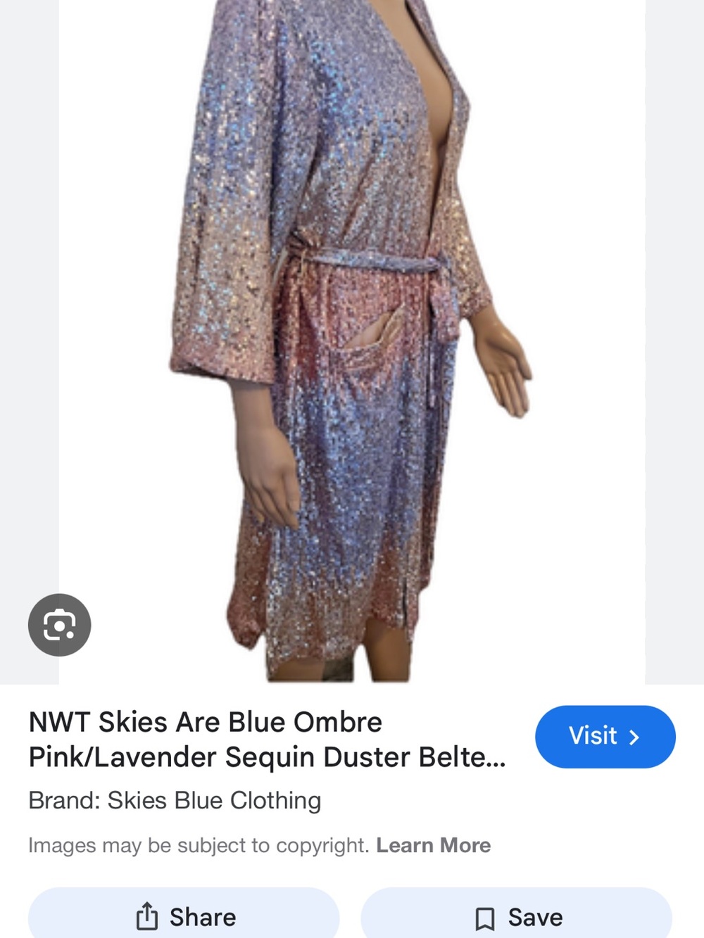 Skies Are Blue Pink and Lavender Sequin Ombre Duster. W belt